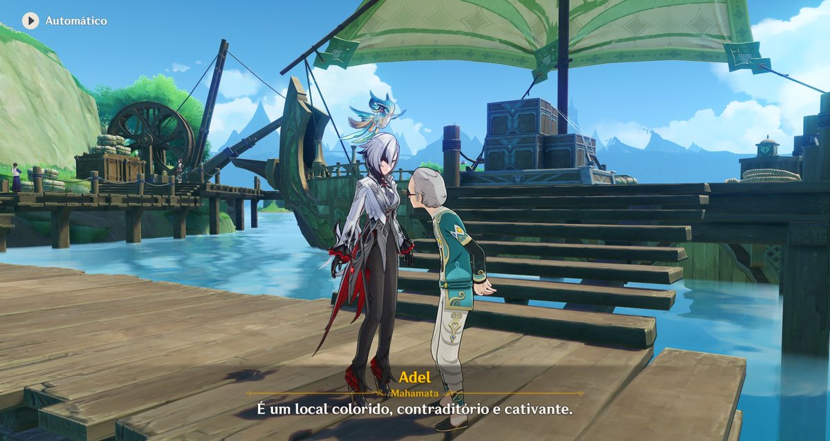 GENTEEE, INFOS NOVAS SOBRE NATLAN!!! Tem um npc na pequena área nova de Sumeru que já esteve em Natlan. Ele fala que os jovens de lá são energéticos, mas que não são bárbaros, eles amam grafite de rua, se mostrar e que Natlan é um local colorido, contraditório e cativante!