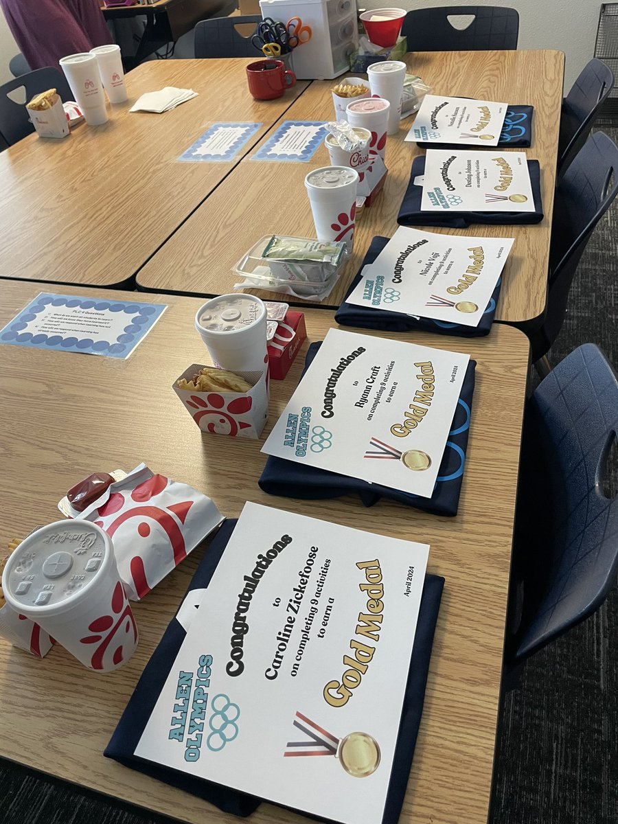 Congratulations to our #AllenOlympics gold medal winning teachers! #FISDelevate #OurAllenLegacy #GetYourLearnOnAES <a href="/1st_MrsJohnson/">Mrs. Johnson</a> <a href="/KucsansKrewe/">Natalie Kucsan</a> <a href="/MrsZickefoose/">Caroline Zickefoose M.Ed.</a> <a href="/Vs_Class/">Ms. V</a> <a href="/CraftFabinFirst/">Ryann Craft</a>