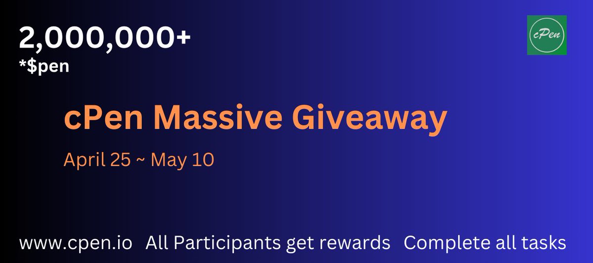 cPenCoreTeam's tweet image. 2,000,000+ cPen Spring Massive Giveaway

All Participants Get Rewards!

To participate:    
👉Download/register at cpen.io (use an invitation code from the comments if you don&apos;t have one) or if you are already a cPen user. 
👉 Follow @cPenCoreTeam 
👉 Like, RT,…