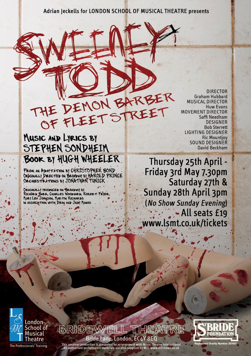 Wishing both casts of <a href="/TheLSMT/">LSMT</a> 'Sweeney Todd' a fantastic run (starting tonight) <a href="/BridewellCentre/">Bridewell Theatre</a>. The main show is such an exciting point in the course - Have an amazing time! Looking forward to seeing it on Wednesday 😃 #lsmtlove