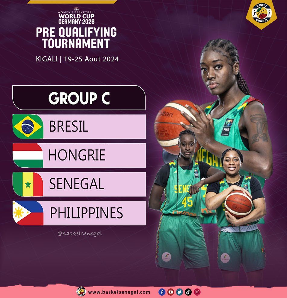 Basket- Coupe du Monde 2026

@FIBAWWC

 Les lionnes du Sénégal connaissent leurs adversaire au 1e Tour des éliminatoires.

 #FIBAWC #WatchTheWorldPlay #FIBA #Senegal 

@Basket_Senegal