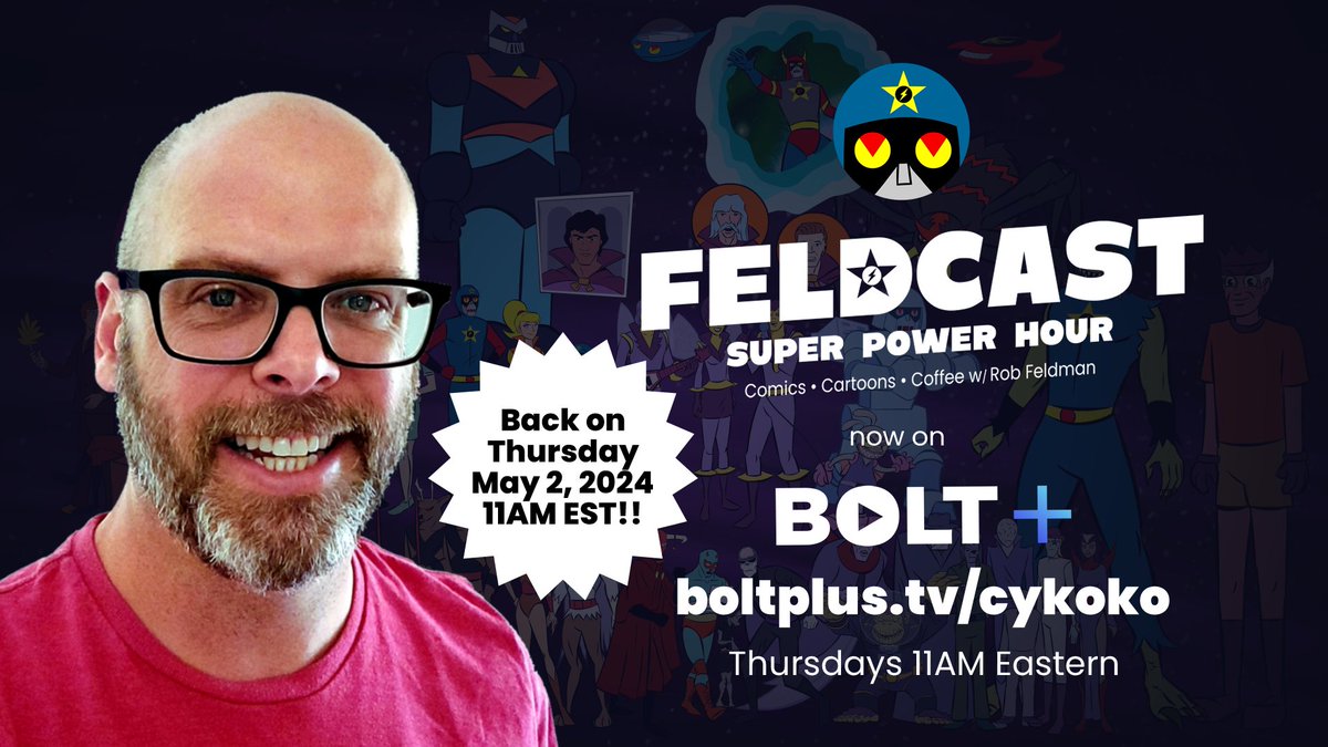 Major Dork Alert! I'll be back to streaming on @boltplus again starting Thursday May 2 at 11AM Eastern!! That'll be my new day to talk about comics, cartoons, Web3 and pop culture stuff. Plus, the recording will be on a super secret Youtube channel after. @pttrn_ntgrty