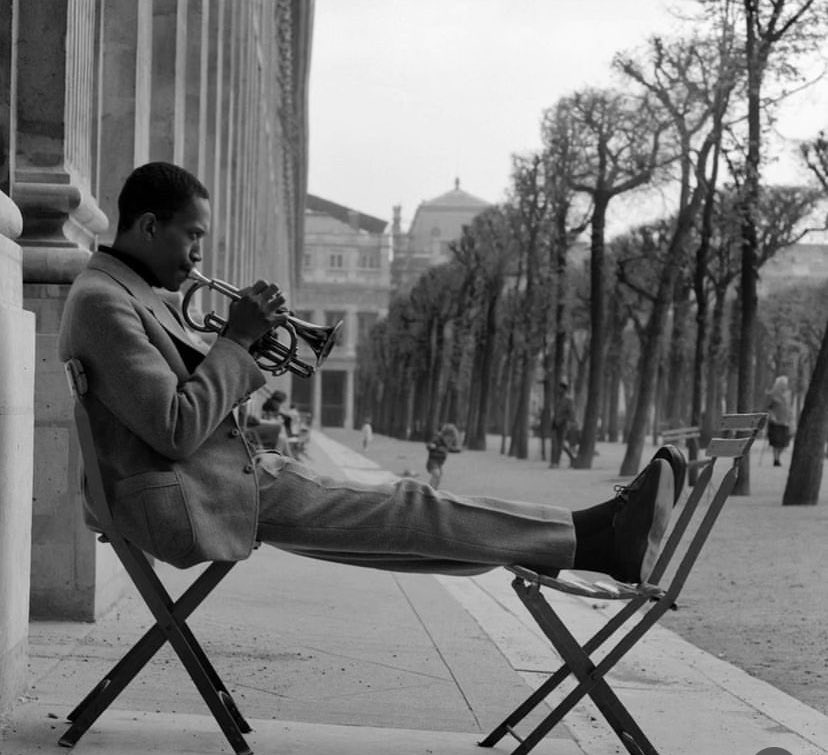 Don Cherry 
In the gardens of Louvre in Paris, France.