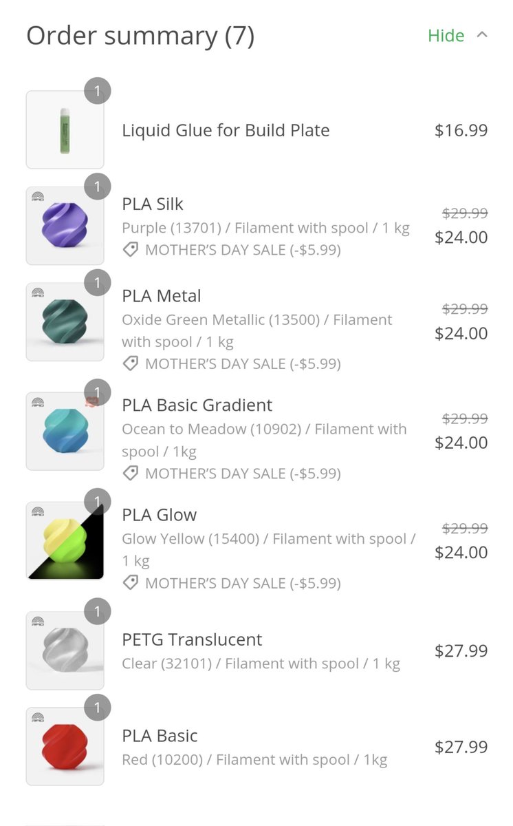 I told my wife I needed to order some things for mothers day. 

Glad she's not in X. 🤔🤣

#BambuLabs
#3DPrinting