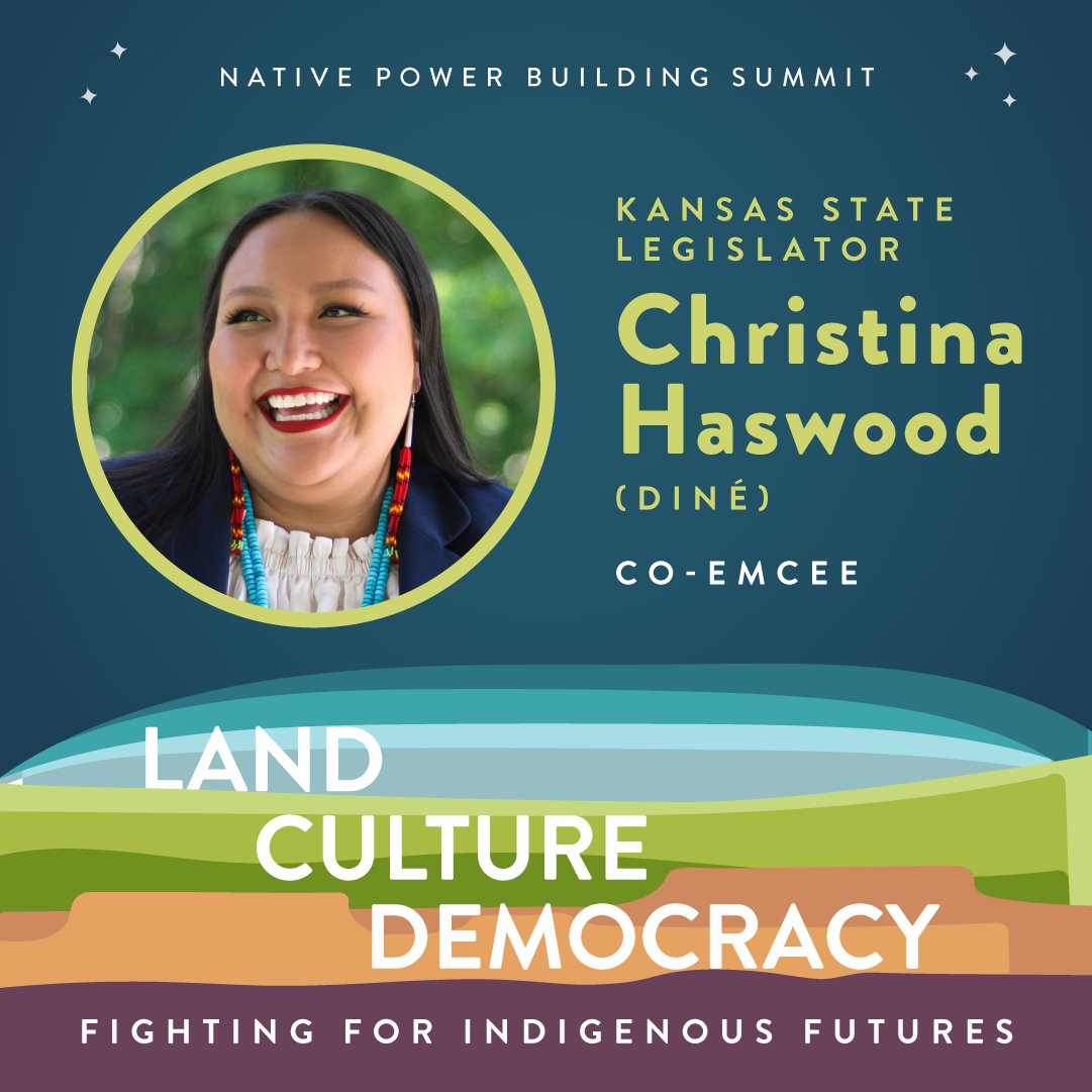 🎤 Speaker Spotlight 🎤 We're thrilled to introduce Kansas State Representative @HaswoodForKS (Diné) as one of our co-emcees at this year's #NativePowerBuildingSummit on July 23 in Scottsdale, Arizona! 🌵🗳 Register now to secure your spot: registration.socio.events/e/2024nativepo…