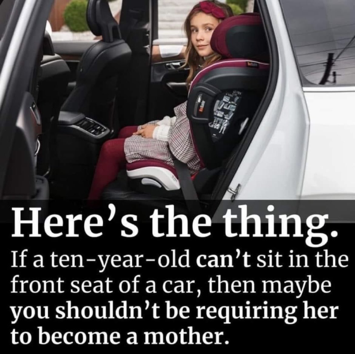 #ProudBlue #DemVoice1 #ProudBlueWomen 
Children stay in car seats much longer than they did when my kids were little. Guess why? It’s because it keeps them safer. So who thinks it’s safe for little 10 year old girls to give birth? 🤔🤨🧐