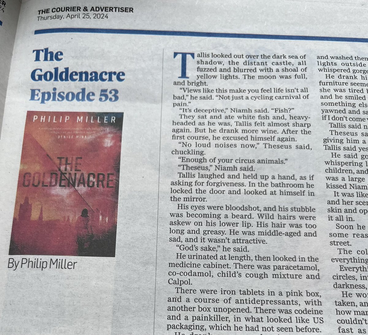 Checking in on the progress of The Goldenacre serialisation in @thecourieruk….it’s getting darker…