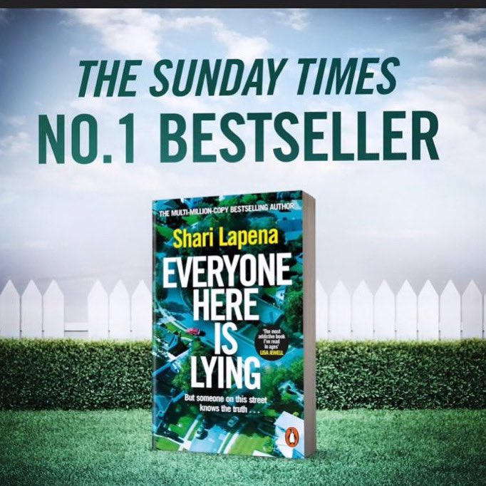 Congrats @sharilapena and her amazing new page turning twisty thriller EVERYONE HERE IS LYING going to No1 on The Sunday Times best seller charts! @thetimes @penguinrandomhouse @helenheller @theforge_drama #everyonehereislying #bestseller #no1