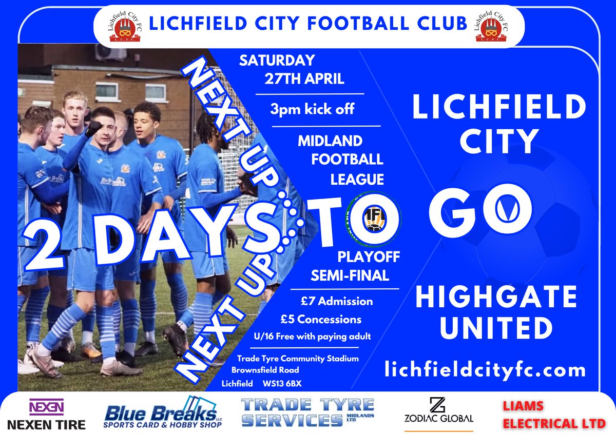 2 DAYS TO GO…… The excitement is building for another huge game at our Trade Tyre Community Stadium and we need your support to help push us towards the final - is there a better way to spend a Saturday afternoon ⚽️💙 Bar & Cafe open from 1pm