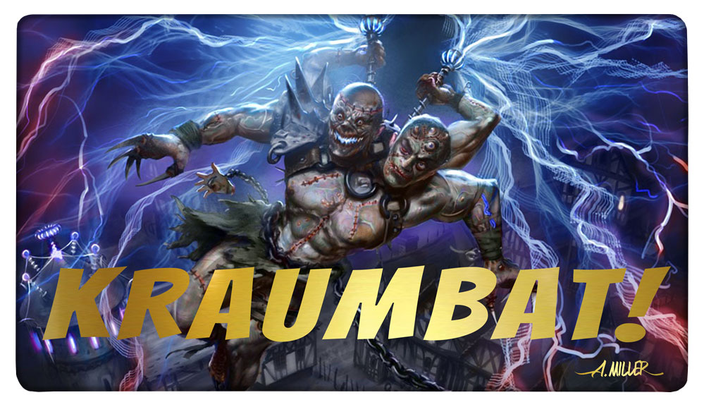 Putting together a K1ckstarter soon for some Kraum playmats. Upgradable to full 'KRAUMBAT!' status. Enjoy a mockup of what's coming to #bluefarm players. #magicthegathering