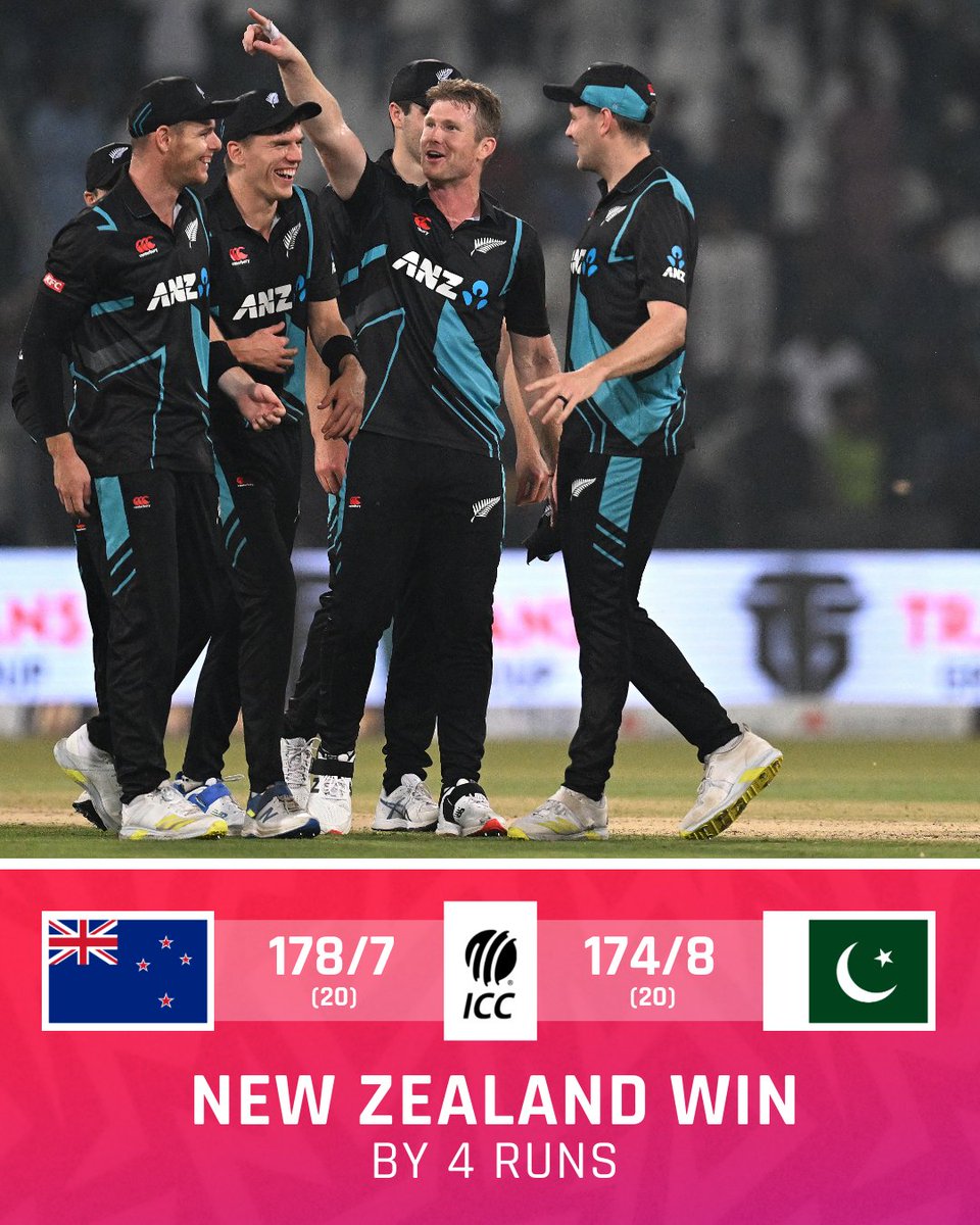 New Zealand edge Pakistan by four runs to take a 2-1 lead in the T20I series 👏 #PAKvNZ 📝: bit.ly/3UJg4sN