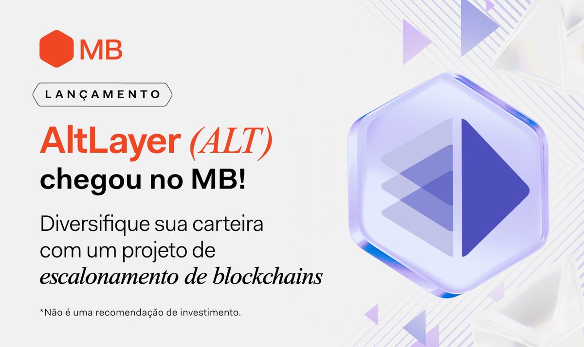 MercadoBitcoin's tweet photo. AltLayer (ALT) chegou para revolucionar o uso de Rollups. Projeto traz uma solução para aumentar a eficiência e escalabilidade de blockchains como Ethereum, além de reduzir taxas transacionais.

Negocie no MB a partir de R$ 1 e em apenas três cliques.

https://t.co/IOUcgvYfCB https://t.co/M1RWnxJF4z