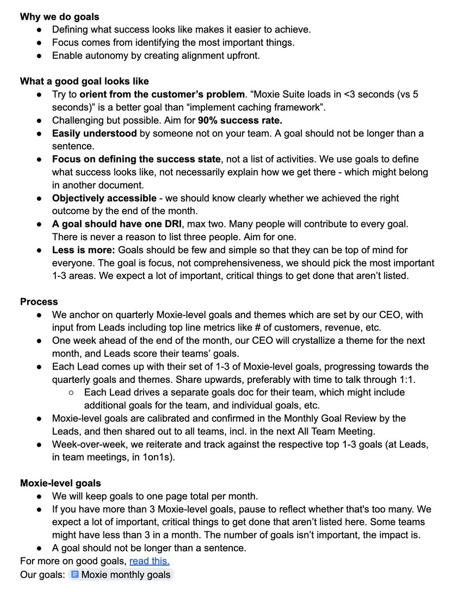 How Moxie does goals in one page