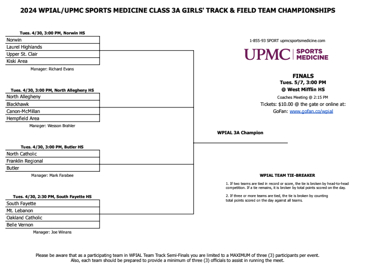 🚨TRACK AND FIELD PLAYOFFS!!! 🏃‍♀️Congratulations to our girls track and field team that will be competing in the 1st round of the WPIAL T/F championship on 4/30 at South Fayette.