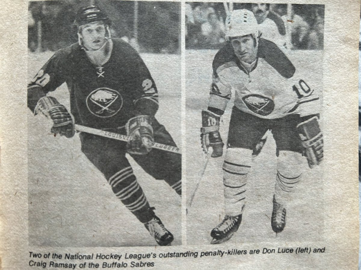 Claude6Landry's tweet photo. Two of the National Hockey League's outstanding penalty-killers are #DonLuce (left) and #CraigRamsay of the Buffalo Sabres https://t.co/gtEQ9bNWKN
