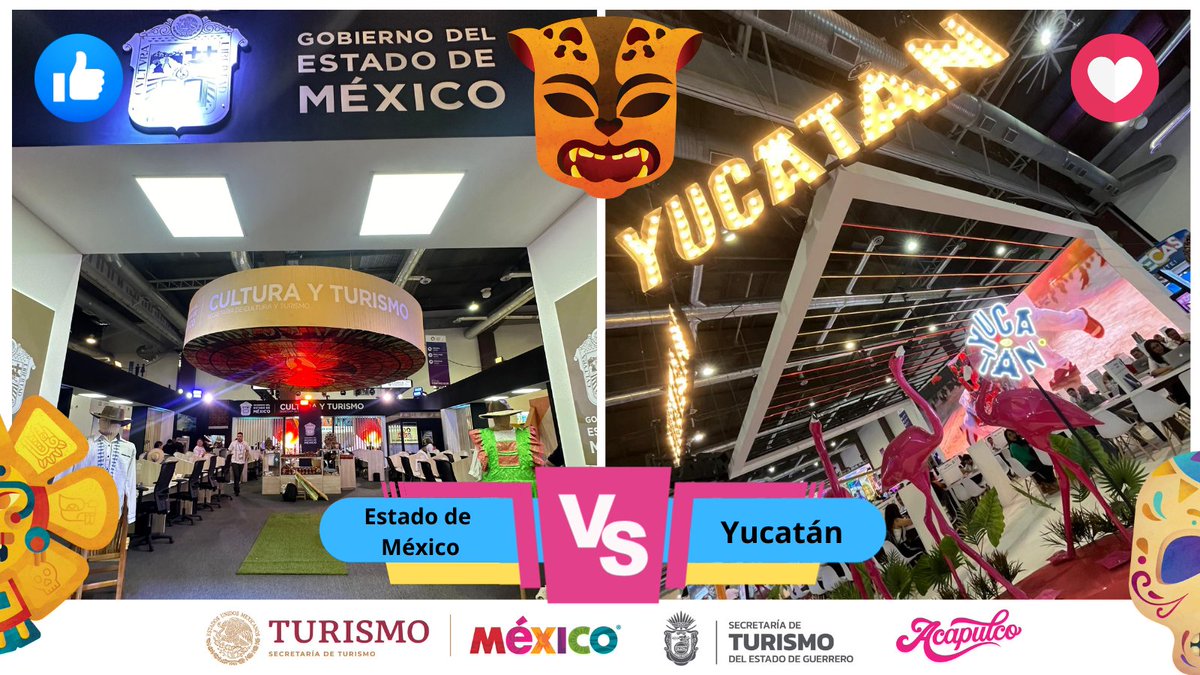🏆𝑶𝑪𝑻𝑨𝑽𝑶𝑺 𝑫𝑬 𝑭𝑰𝑵𝑨𝑳  🏆 

Este jueves en la Competencia Virtual de Stands de estados de #México que estuvieron en el #TianguisTurístico2024 se enfrentan: 

#Yucatán (❤️) y #EstadoDeMéxico (👍)

Deja tu reacción de apoyo en: facebook.com/share/p/7PHRpX…