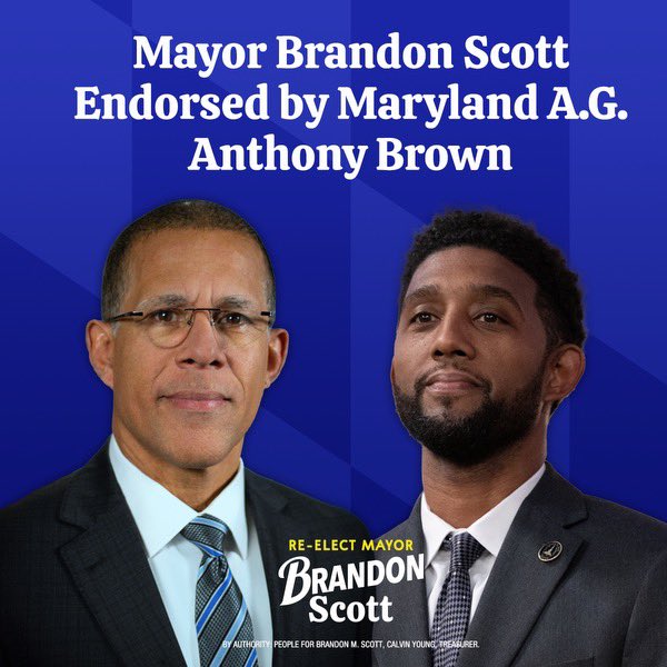 From the start, Attorney General @BrownforMD has been an incredible partner in our work to drive the largest single-year drop in homicides in Baltimore history, while also cutting improper arrests in half. Together, we’re going to keep building on this progress, the right way.