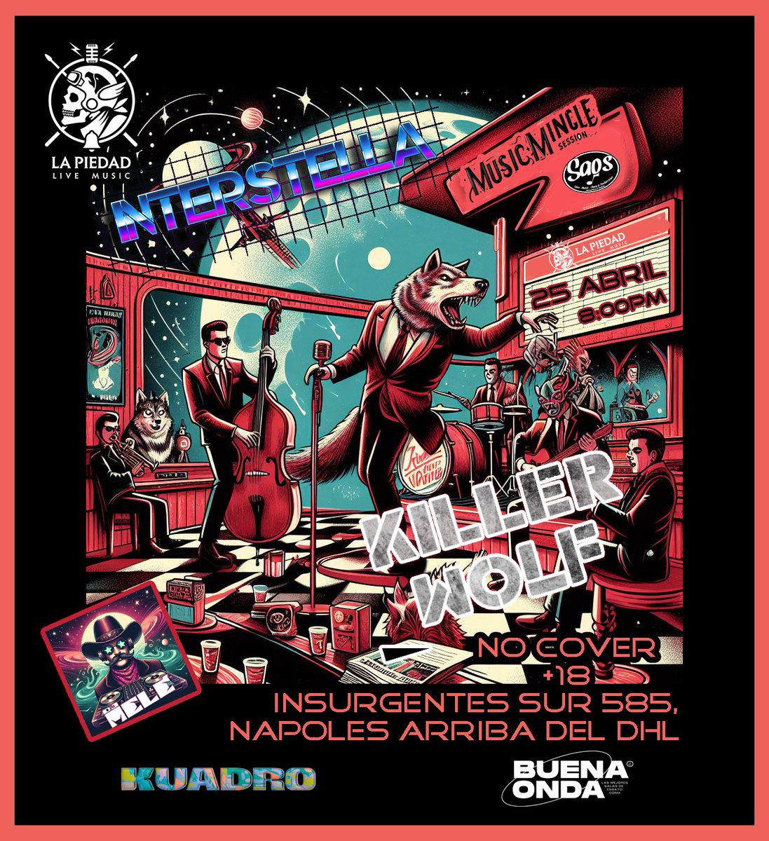 ¡Nos vemos hoy en el show! Tocamos los Interstellos a las 10:00pm. ¡Abrazos de oso!