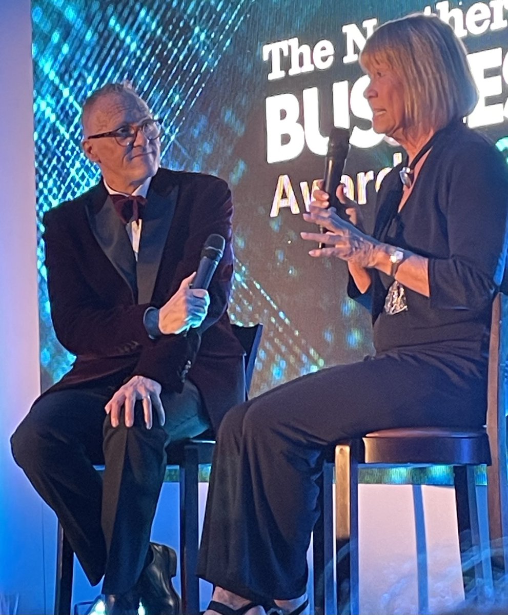 Such a treat to see the great Dame Irene Hays ⁦@HaysTravel⁩ in conversation with ⁦@alfiejoey⁩ ⁦@TheNorthernEcho⁩ #BiQAwards2024