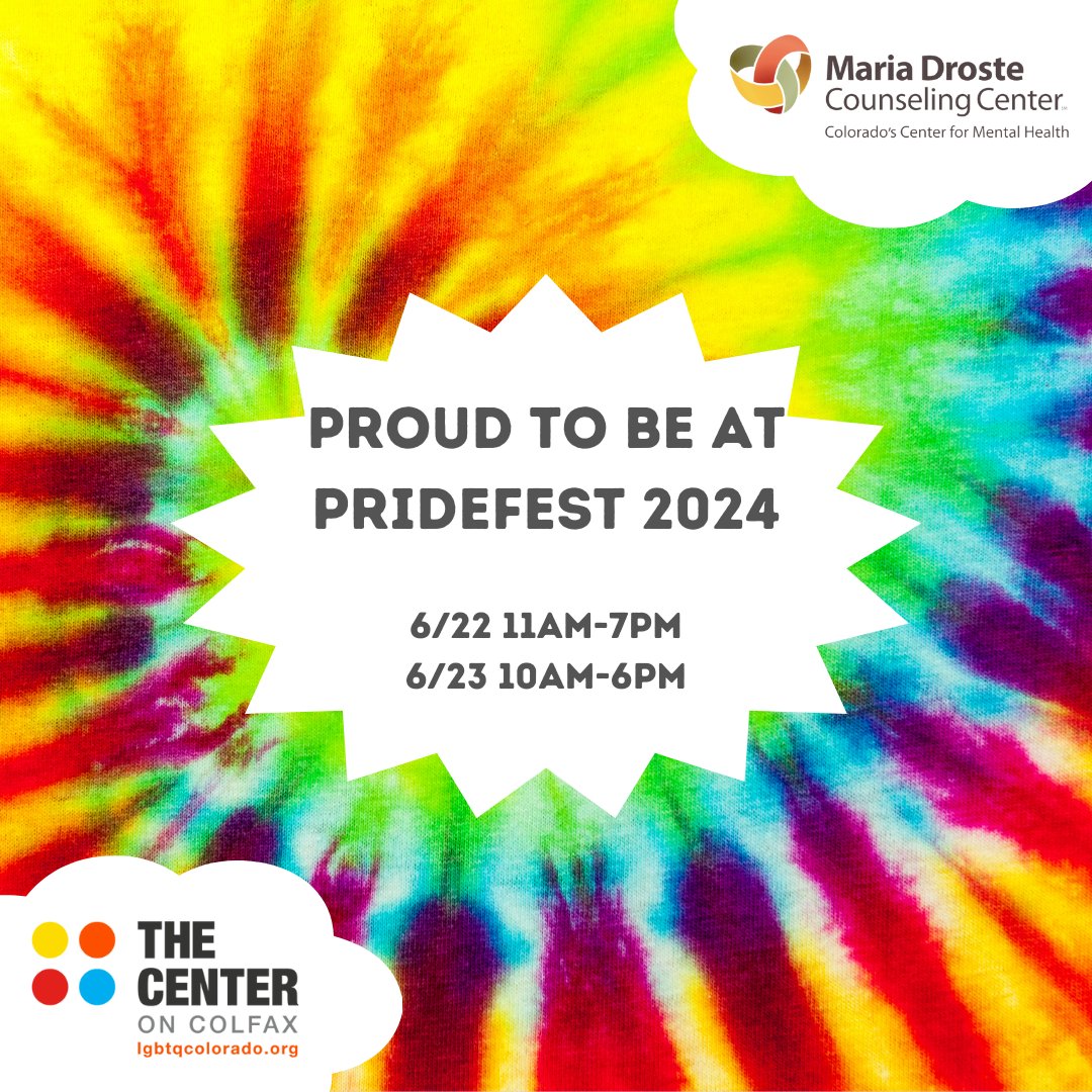 MDCCofColorado's tweet image. Mark your calendars for June 22nd and June 23rd to come visit our booth at PrideFest! #MentalHealthMatters #MDCC