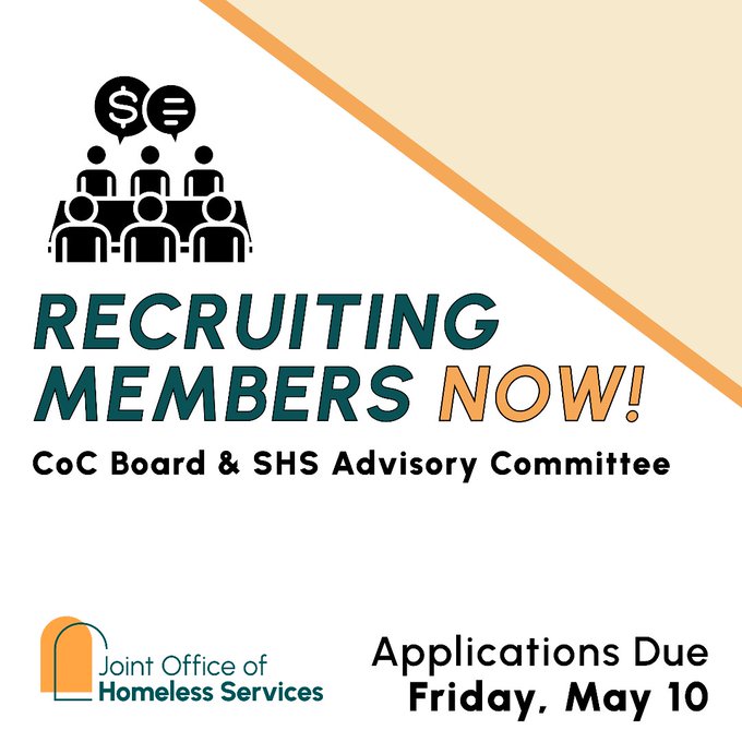 Happening in one hour! Info session for anyone who thinks they might be interested in applying for one of our advisory bodies. Have lived experience? Perspectives and ideas on how to address homelessness in our community? Register for info session --> ow.ly/NcoF50RlHyJ