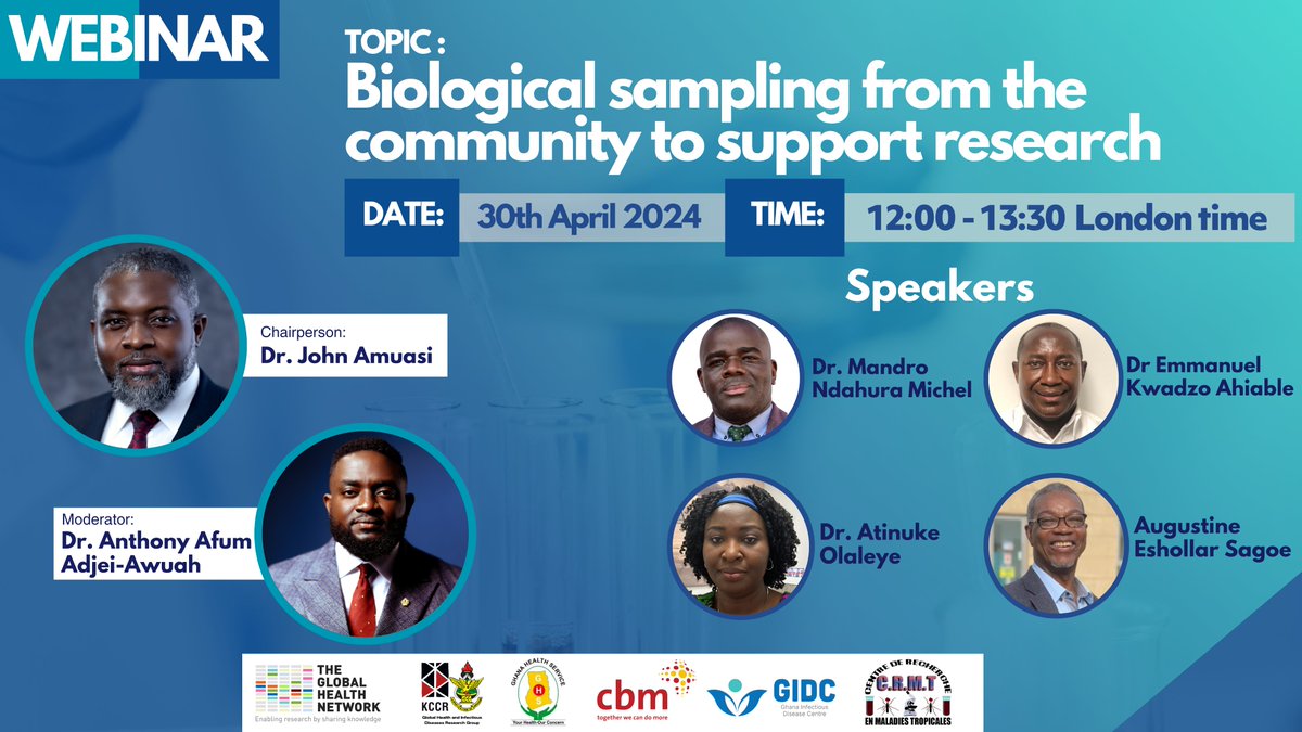 Have you ever wondered about the complexities of collecting biological samples from the community during a global health crisis?

We have a “tell it all” webinar coming up!

Topic: Biological sampling from the community to support research

Register: lnkd.in/eTCB7QDg