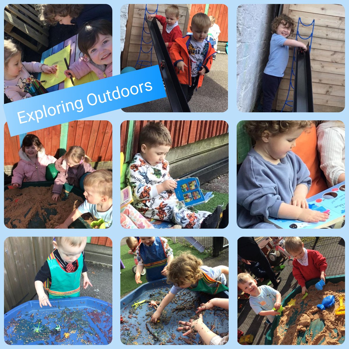 The children have spent lots of time outside, making marks, reading, exploring bug slime, digging in the sand, and rolling different objects down the tubes 📖🐜🐞🪱🚗🏐🐛 #PlayLearnThrie #HindleyGreenNursery #EarlyYearsToEmployment @QUESTtrust