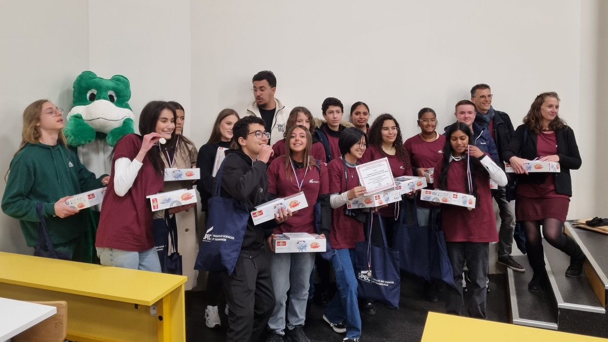 La @FST_UPEC félicite les élèves du collège Jean Jaurès @Montfermeil_off pour leur 1er prix au concours régional #Faitesdelascience 👏
Ils représenteront ainsi @UPECactus et @AcCreteil à la finale nationale en juin 2024 à @FacSciencesNtes @NantesUniv.

@CDUSciences