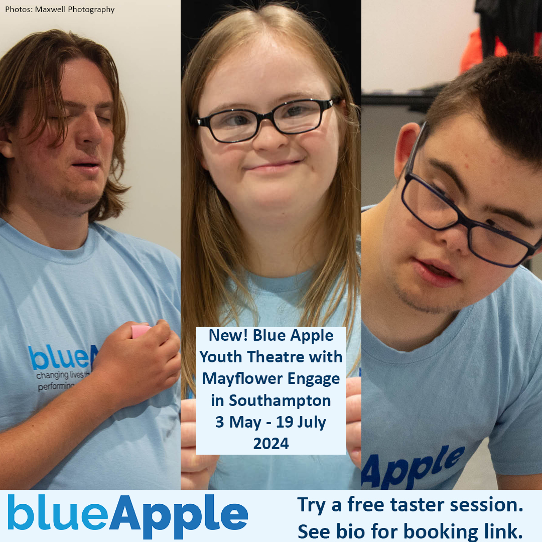 New! Blue Apple Youth Theatre with Mayflower Engage in Southampton. 3 May - 19 July 2024. Try a free taster session.  Book at bit.ly/BATYouthMAST
#LearningDisability #PerformingArts #YouthOpportunities #SkillDevelopment