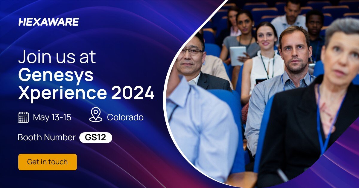 Get ready for Genesys Xperience 2024! Visit Hexaware’s booth GS12 to explore best practices, industry trends, and actionable insights. Join our breakout session for a deep dive into our successful engagement for contact center implementation using Genesys. bit.ly/4df2ILI