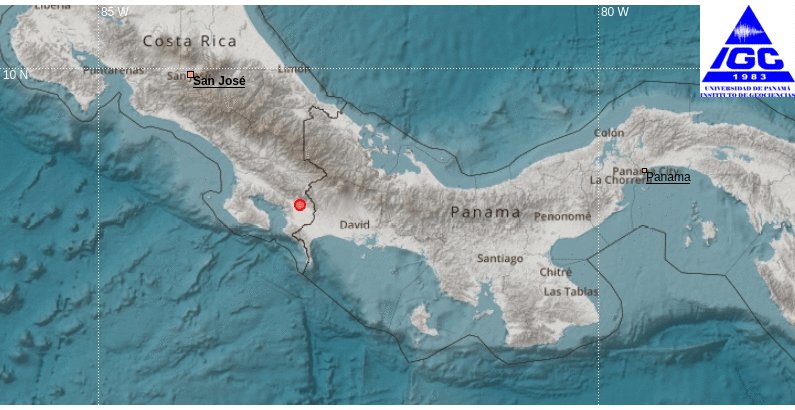 El Instituto de Geociencias de la Universidad de Panamá,
Reporta el siguiente evento REVISADO:
Fecha: 2024-04-24 23:03 Hora local,
Magnitud:3.3 (M),
Profundidad: 25 km,
localizado a 18 km de PASO CANOAS.