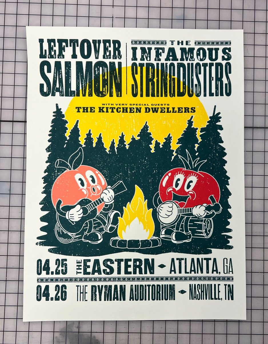 Tonight we kick off our highly anticipated 2-night run with the Dusters & Dwellers at @eastern_atl, followed by @TheRyman in Nashvegas tomorrow (low tix for both)! We'll have a limited amount of theses beautiful screen prints on hand both nights, so head to merch to snag yours!