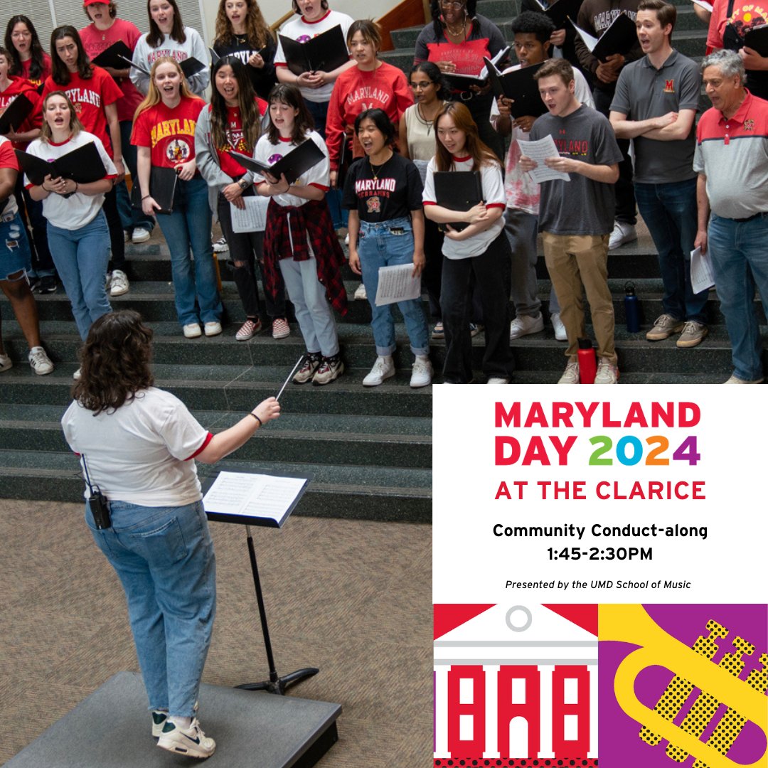 Calling all aspiring conductors! Join us at the Grand Pavilion and showcase your skills with the University Chorale. Presented by the UMD School of Music, this is your chance to become America's next conducting star! Explore more #MarylandDay events → go.umd.edu/md24clarice