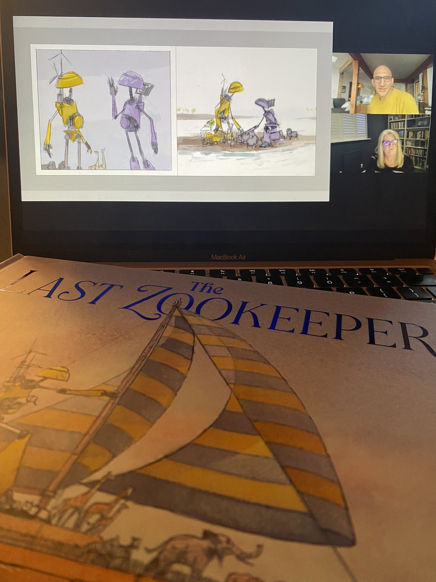 Just wonderful to be listening to @storybreathing in conversation with @nikkigamble about his book ‘The Last Zookeeper’. I will never ever tire of hearing book illustrators and authors talking about their process. Stunning 💛🤖🌊