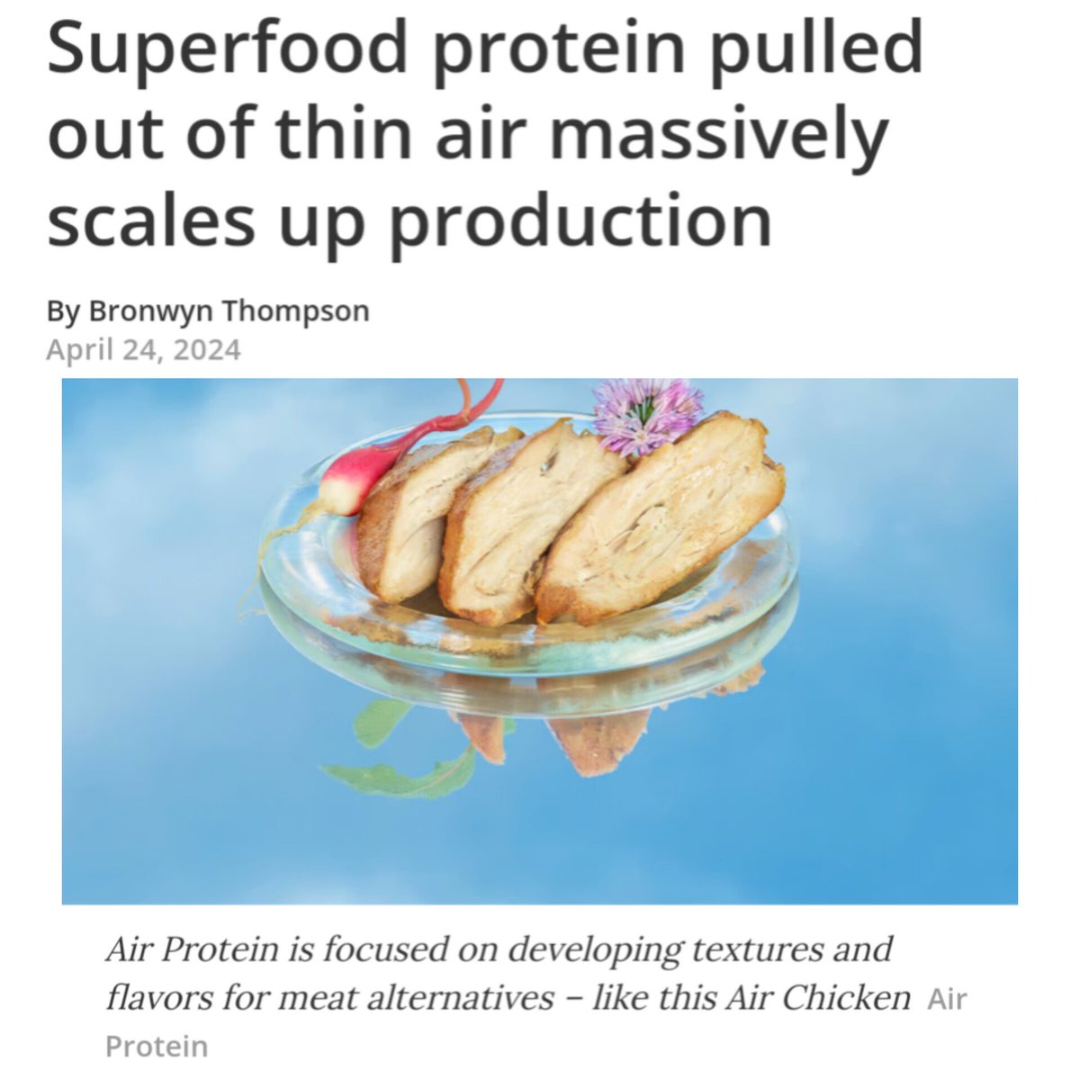 Did you know... Air Protein & Solar Protein are two companies making protein powders from microbial fermentation. They're going to make this powder into fake meats and also add it to ultra processed foods. The microbe protein powder is animal and plant free. Thoughts?