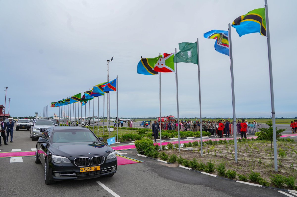 H.E. President @HassanSMohamud arrives in Dar es Salaam for an official state visit at the invitation of H.E. President @SuluhuSamia of the United Republic of Tanzania. During his visit, the President will hold talks with his counterpart to deepen bilateral relations in areas of