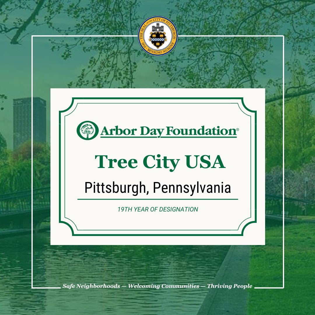 For the 19th year, we have been named a “Tree City USA” community by @arborday, in partnership with @forestservice & @StateForesters. We're part of a nationwide network of over 3,600 Tree City USA communities, including 111 cities in PA. Learn more arborday.org/TreeCityUSA