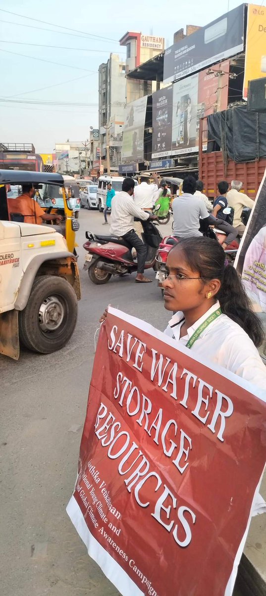 Save water storage resources in rural areas... Public campaign at #pileru town, Andhra predesh on 24-04-2024 by Geethika Venkatesan, 13 y/o