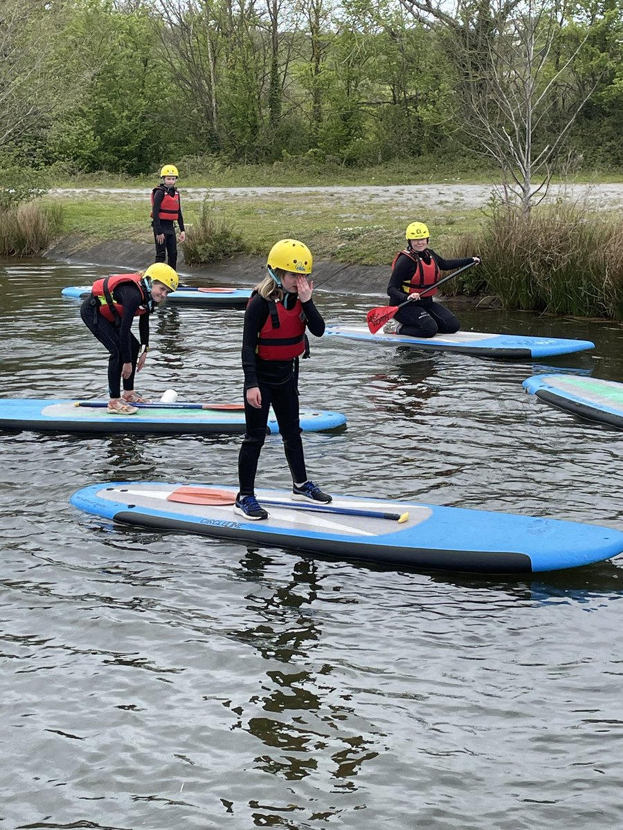 Stand up paddle boarding. Everyone was now wet and still laughing. @StMargaretsPrep