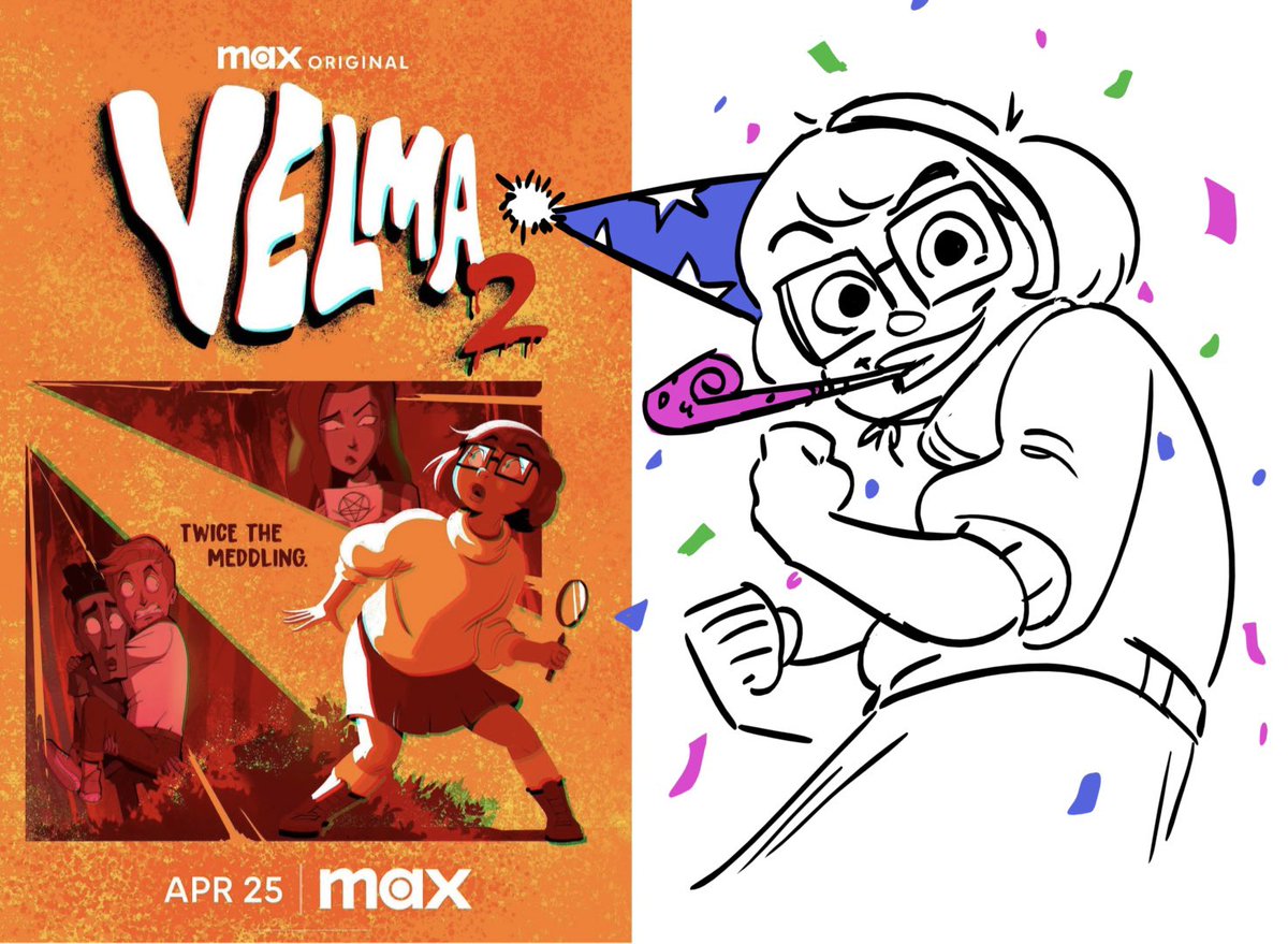 It's my birthday AND the premiere of some of my best work! Huge shoutout to the incredible Velma team- y'all were so cool and so skilled, I had to put down a mat so I wouldn't hurt my back after you kept flooring me with your work, ahaha. I'll see if I can share some boards soon! 