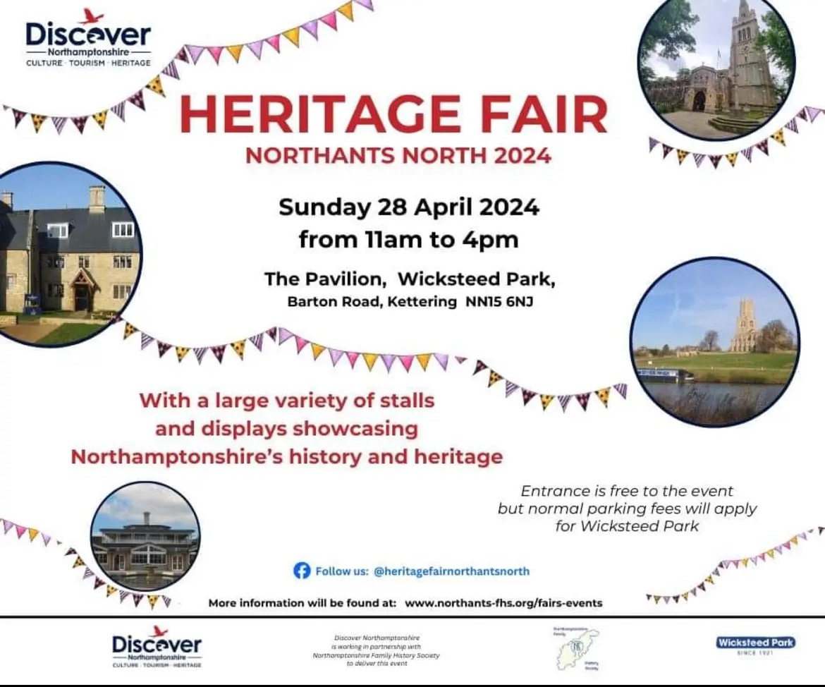 Coming along to the Heritage Fair @WicksteedPark? We are delighted to be supporting this event with the Northamptonshire Family History Society😊 #Discovernorthamptonshire facebook.com/heritagefairno… @Explore_WN @NNorthantsC @WestNorthants @RushdenLakesSC @ChesterHouse_UK