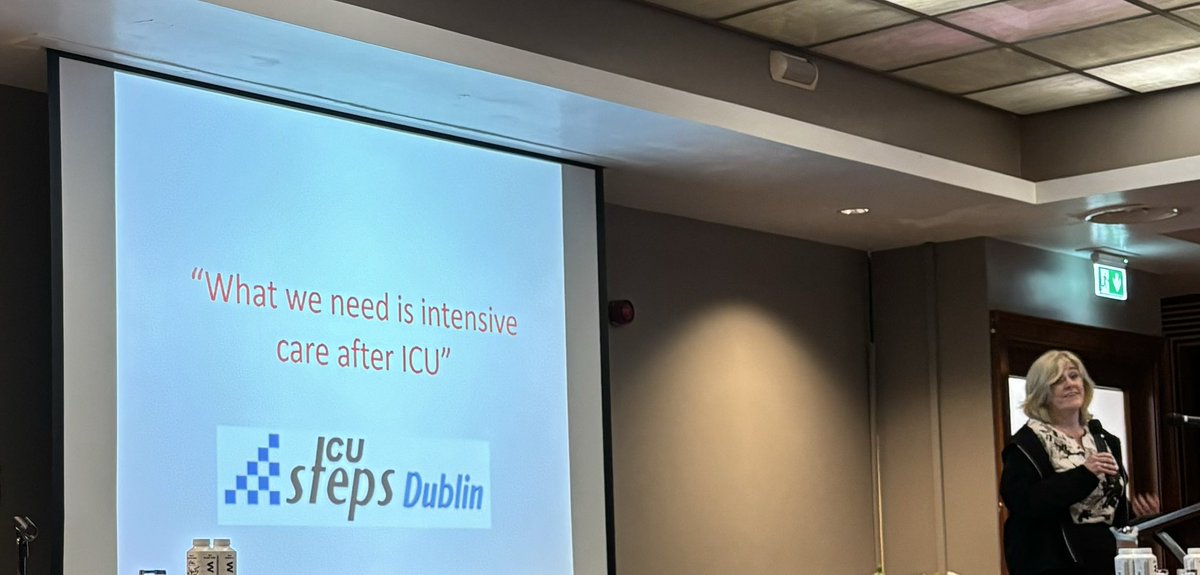 siochain29's tweet photo. Barbara Egan, ICU STEPS @IcustepsD gives a thought provoking overview on the Patients Journey after discharge from an ICU setting.. @saoltagroup @GUH_ICU_Anaesth @Serena_Dublin https://t.co/akr6QszQ6C