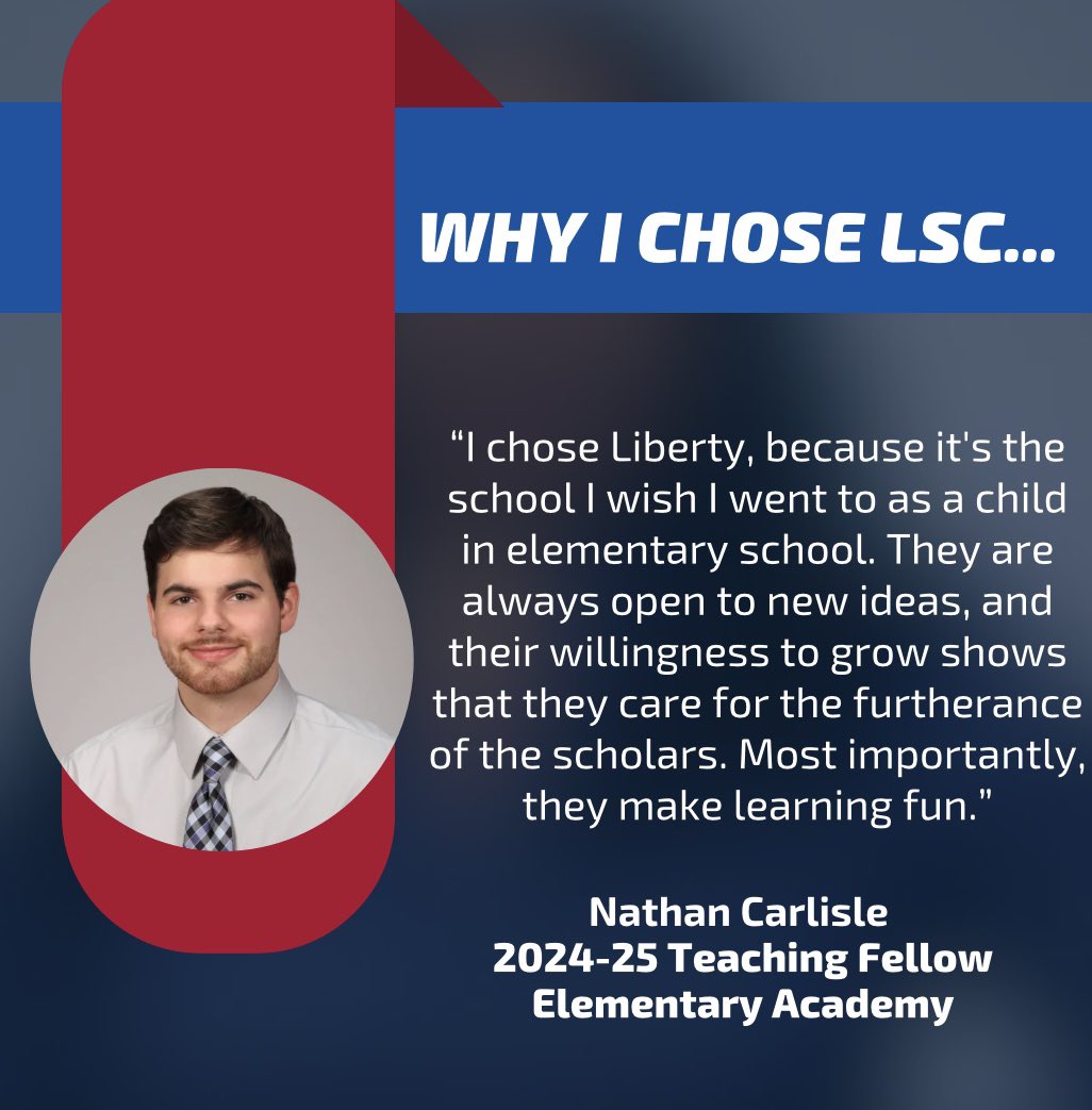 We are assembling a dynamic instructional team to help continue making #TheLibertyDifference for the 2024-25 school year! Please welcome Nathan to our team. #LibertyForAll #CharterChoiceChange