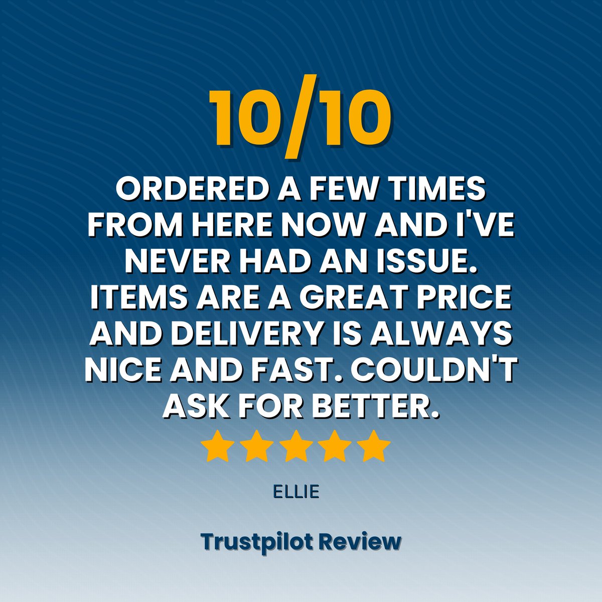 Ellie's rated us 5⭐ and 10/10 on @Trustpilot! 🌟 'Superpet's prices and delivery speeds are unbeatable - top marks!' Thanks, Ellie! 🐾
Visit us 👉 superpet.co.uk

#Superpet #CustomerLove #TopMarks #PetSupplies #FastDelivery #PetsOfTwitter #TrustpilotReview