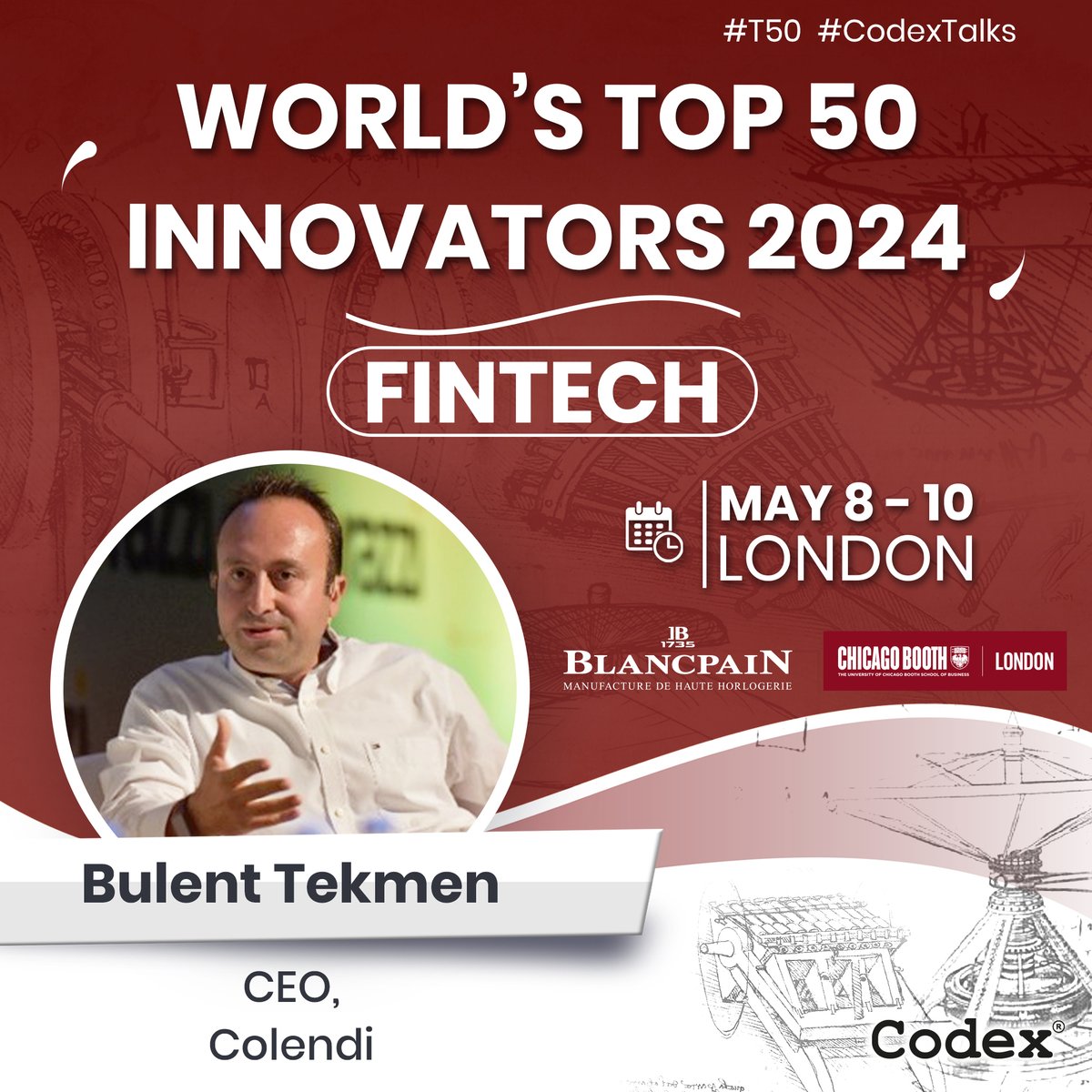 codexworld's tweet image. Come and meet @tekmen CEO @ColendiApp  at the World&apos;s Top 50 Innovators 2024 in London, as a speaker in the FinTech session on Friday 10th May

Come and join us..! Event details and schedule: codex.com/worlds-top-50-…

#T50 #CodexTalks #Fintech #technology #innovation #future