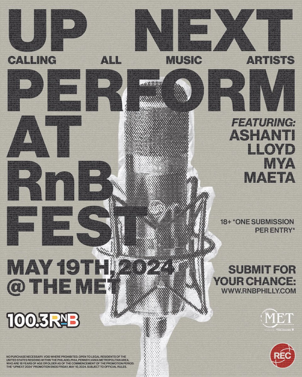 ICYMI: We’re teaming up with @rnbphilly to select ONE lucky artist for RnB Fest on May 19th @themetphilly 📣 You heard right! Submit TODAY to open for Ashanti, Lloyd, Mya and Maeta!! You ready? Submissions close tomorrow so run don’t walk! 🔥 🔗: RnbPhilly.com