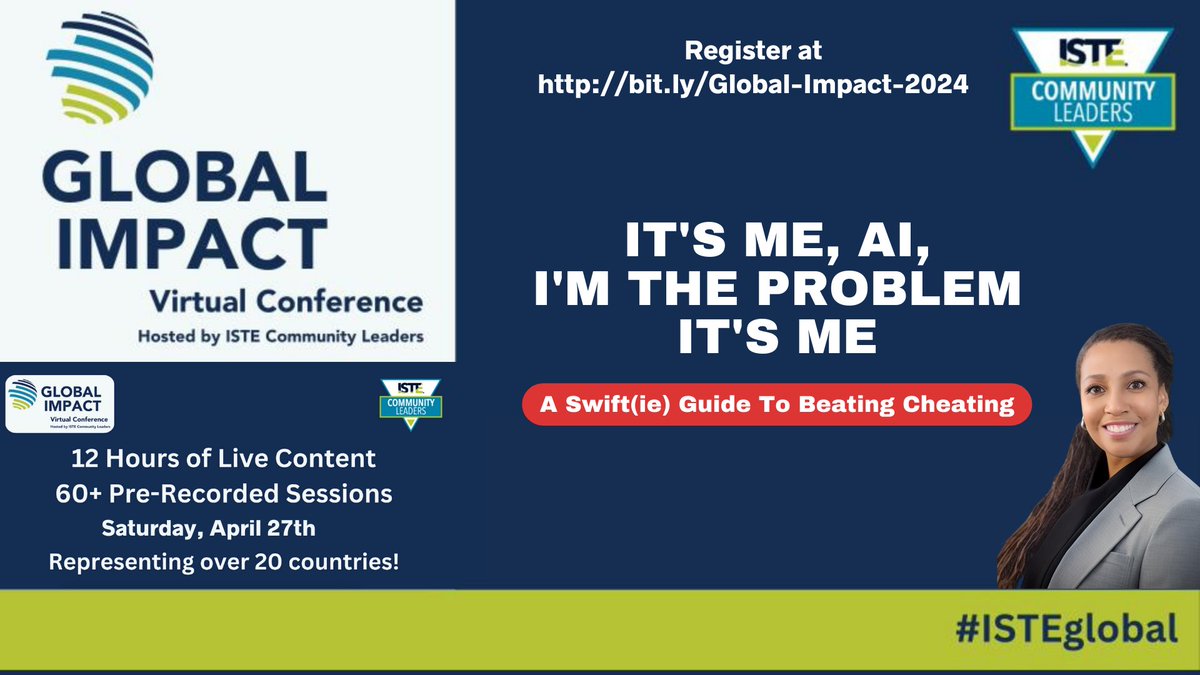 Have you registered yet for Saturday's #ISTE Global Impact Virtual Conference? In honor of #TaylorSwift's double album drop, I put together this #Swiftie guide to beating #AI cheating (non-Swifties also encouraged to join). See you there! bit.ly/Global-Impact-…