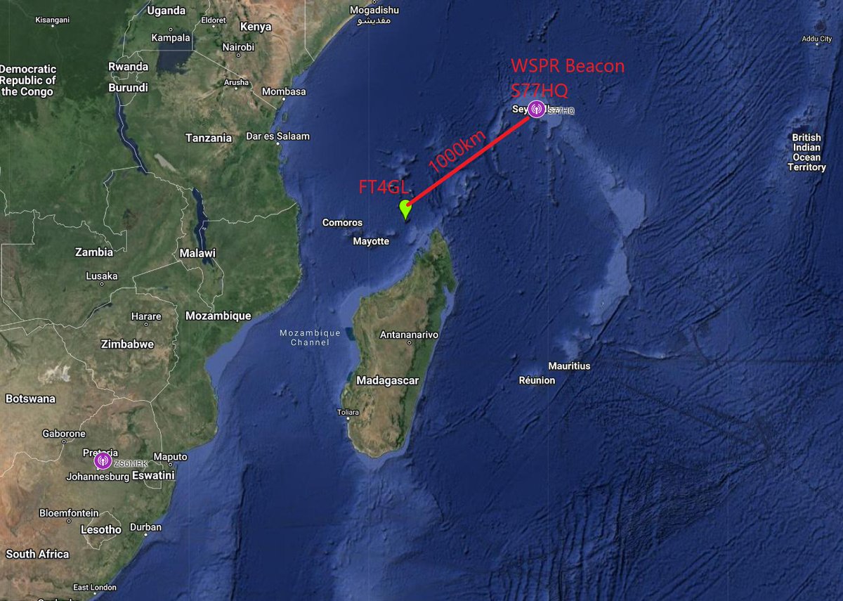 You can use #WSPR beacon S77HQ to evaluate the #HFPropagation to Glorioso Island for the upcoming #DXPedition #FT4GL tinyurl.com/mstz2ecw