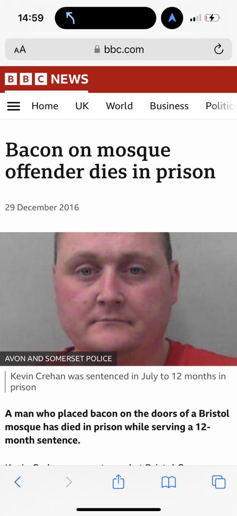 Community orders! A lad left a bacon sandwich outside a mosque & received 2 years in prison . He died in jail