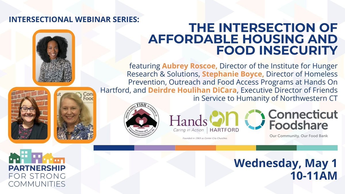 Join us 10am on May 1 for our next webinar on the intersection of affordable housing & food insecurity. Explore the root causes of food insecurity, including the lack of affordable housing. @CTFoodshare @HandsOnHartford Register: bit.ly/3vp12i0 #HereForHousing